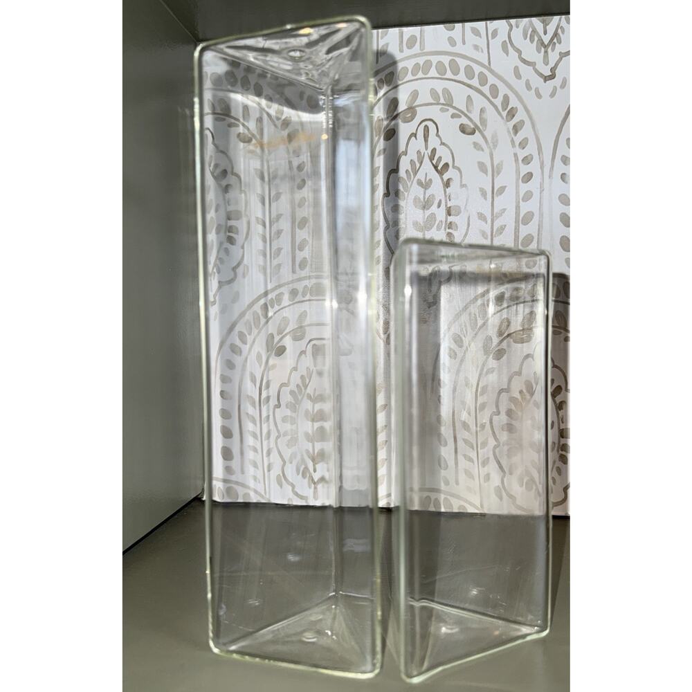 Firelight Prism Hand Blown Clear Glass Triangle Oil Lamps No Wick 9 and 6 Inch